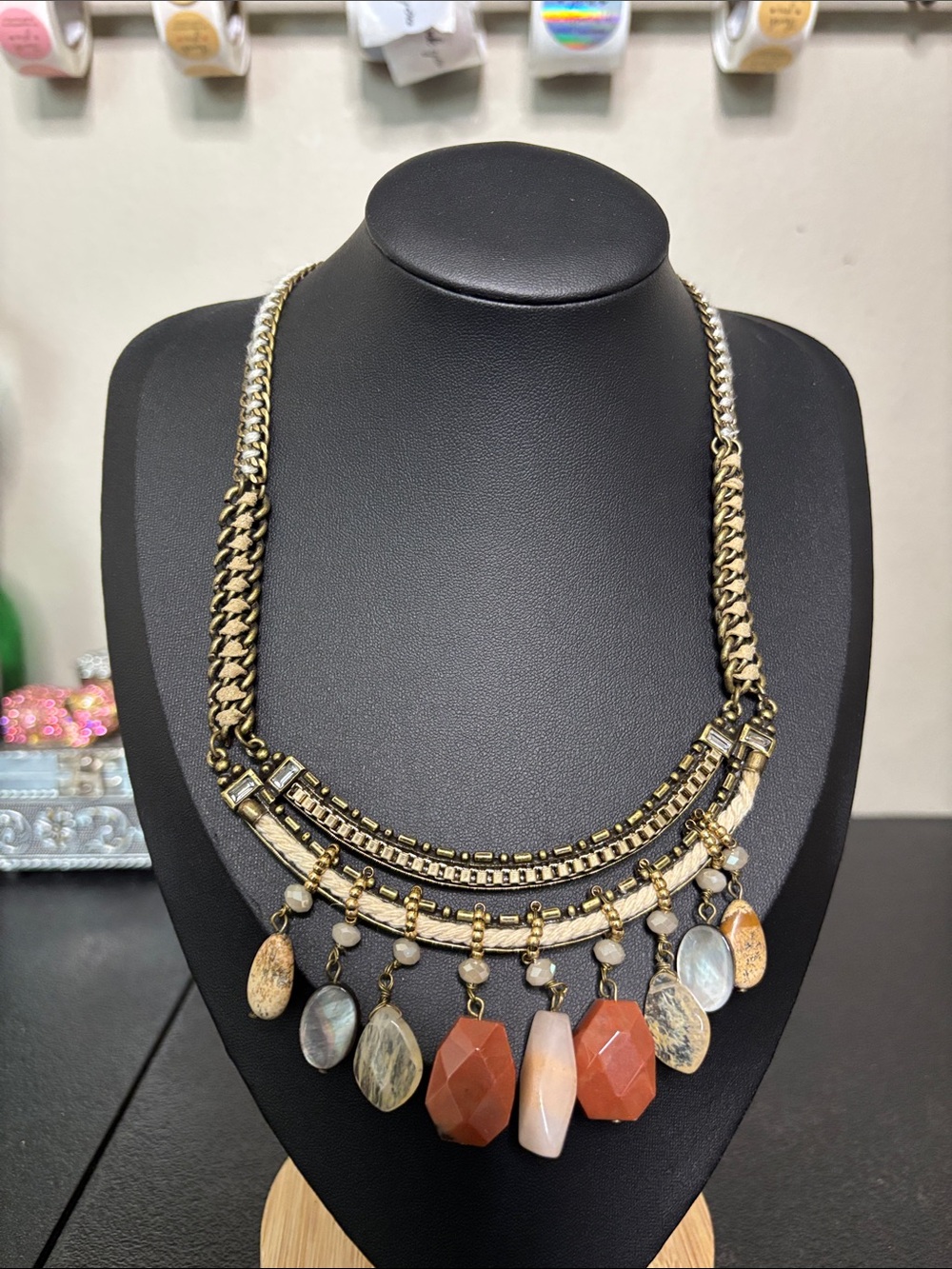 Tommy Bahama Statement Multi-Stone Pendant Necklace in Gold Tone